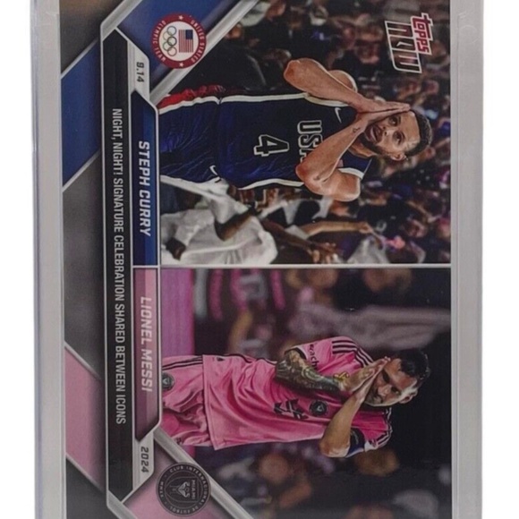 2024 Topps Now #128 Stephan Curry Lionel Messi Night Night Sealed & Encased - Picture 4 of 4
